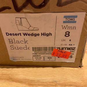 Toms Desert Wedge High, Black Suede